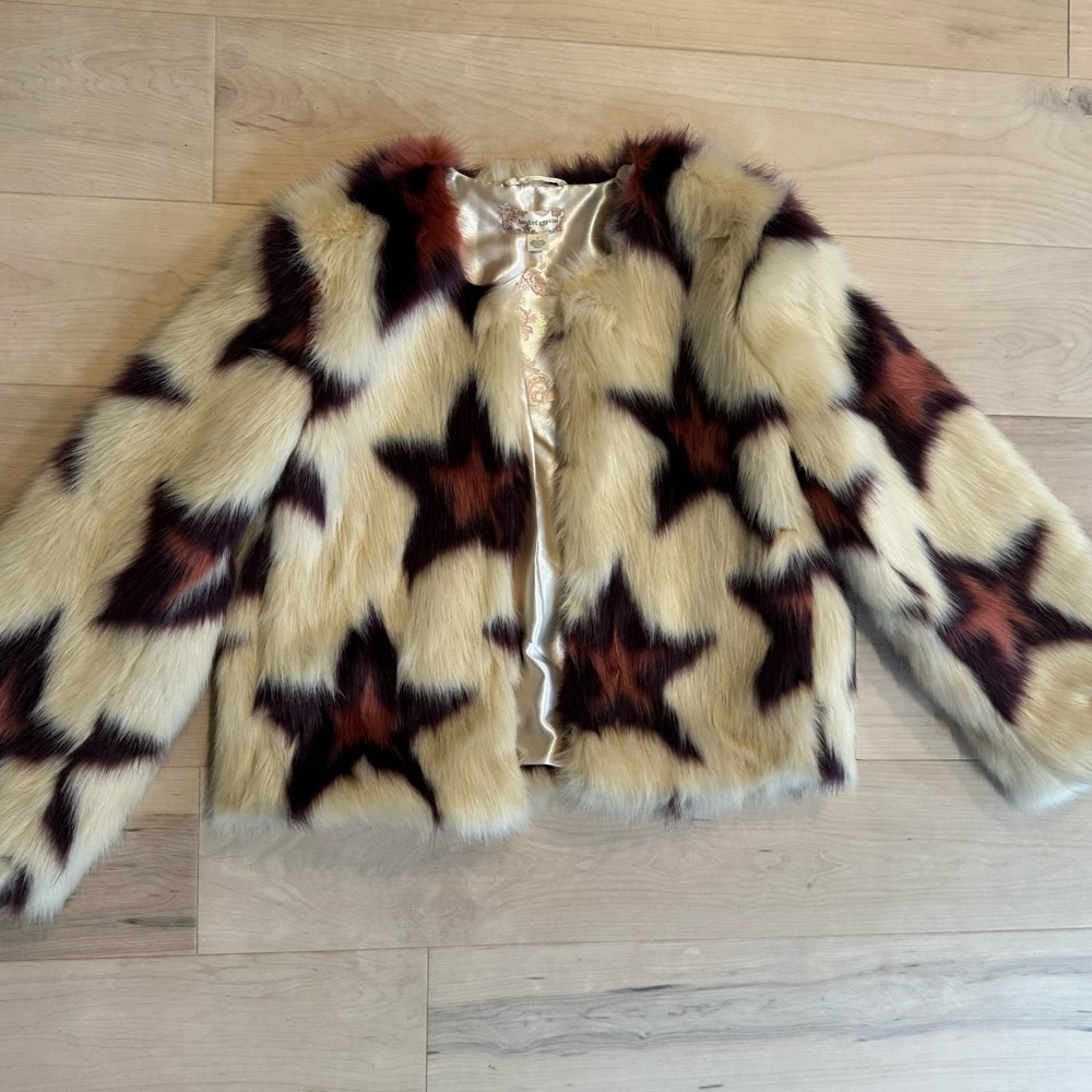 NEW Band of Gypsies faux fur stars jacket size small